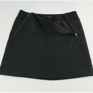 Theory Black Texture Mini Skirt Size 6 Double Zipper Lined